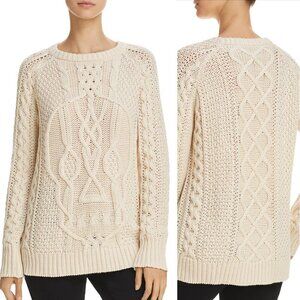 AQUA Cream Fisherman Skull Cableknit Sweater Cotton/Acrylic Knives Out Edgy sz M